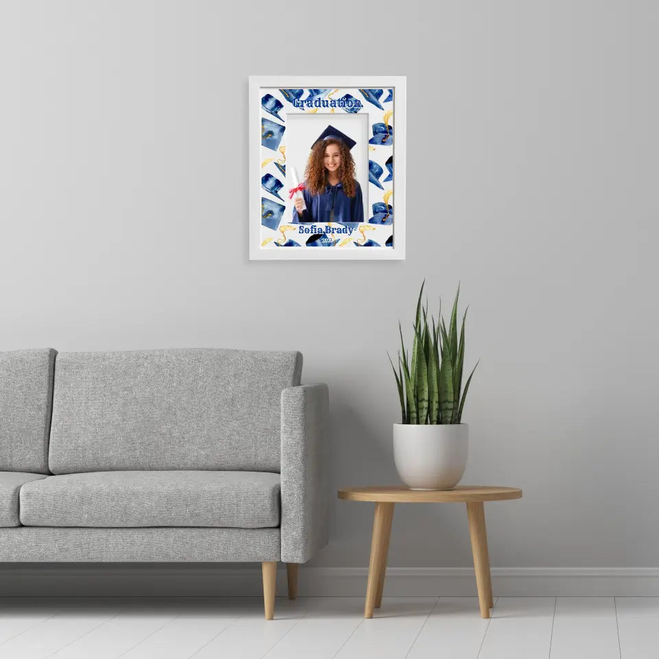 Personalised Graduation Photo Frame - Watercolour Caps Mount Customised by You!