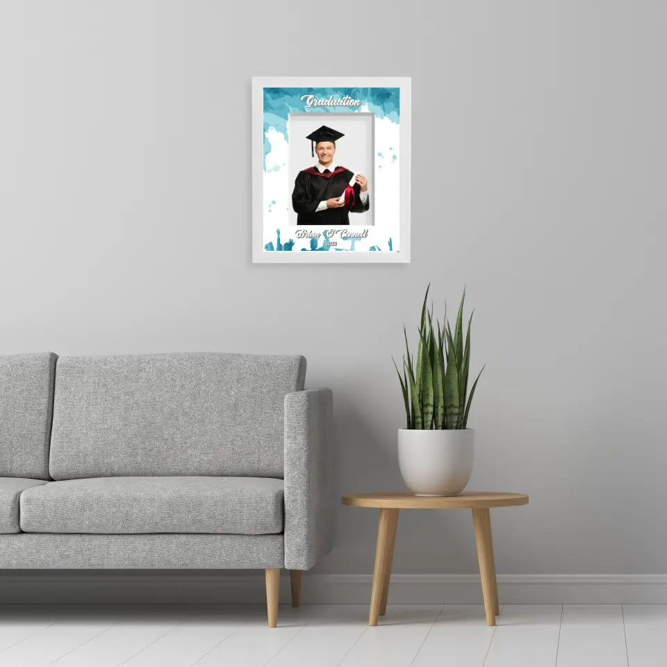 Personalised Graduation Photo Frame - Teal Watercolour Mount Customised by You!