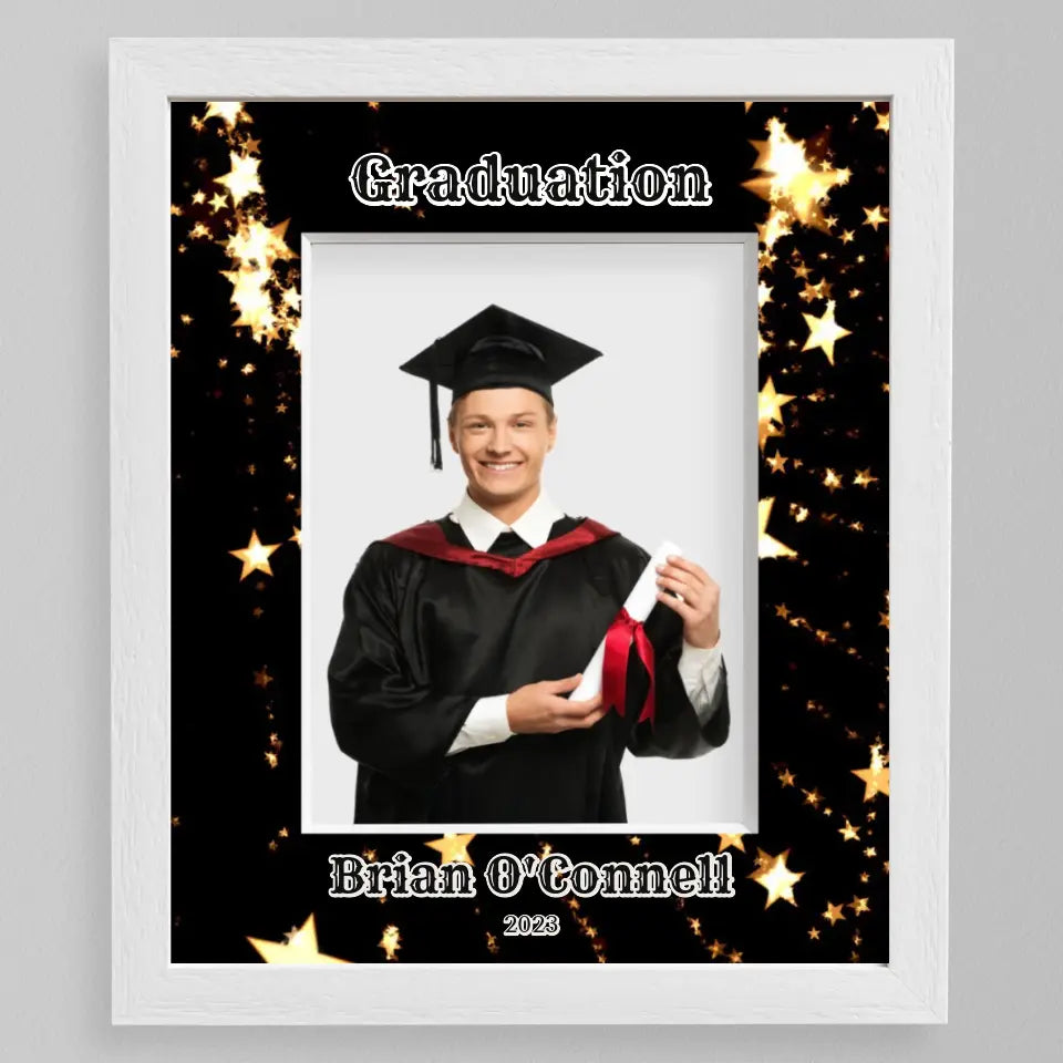 Personalised Graduation Photo Frame - Black & Gold | Mount Customised ...
