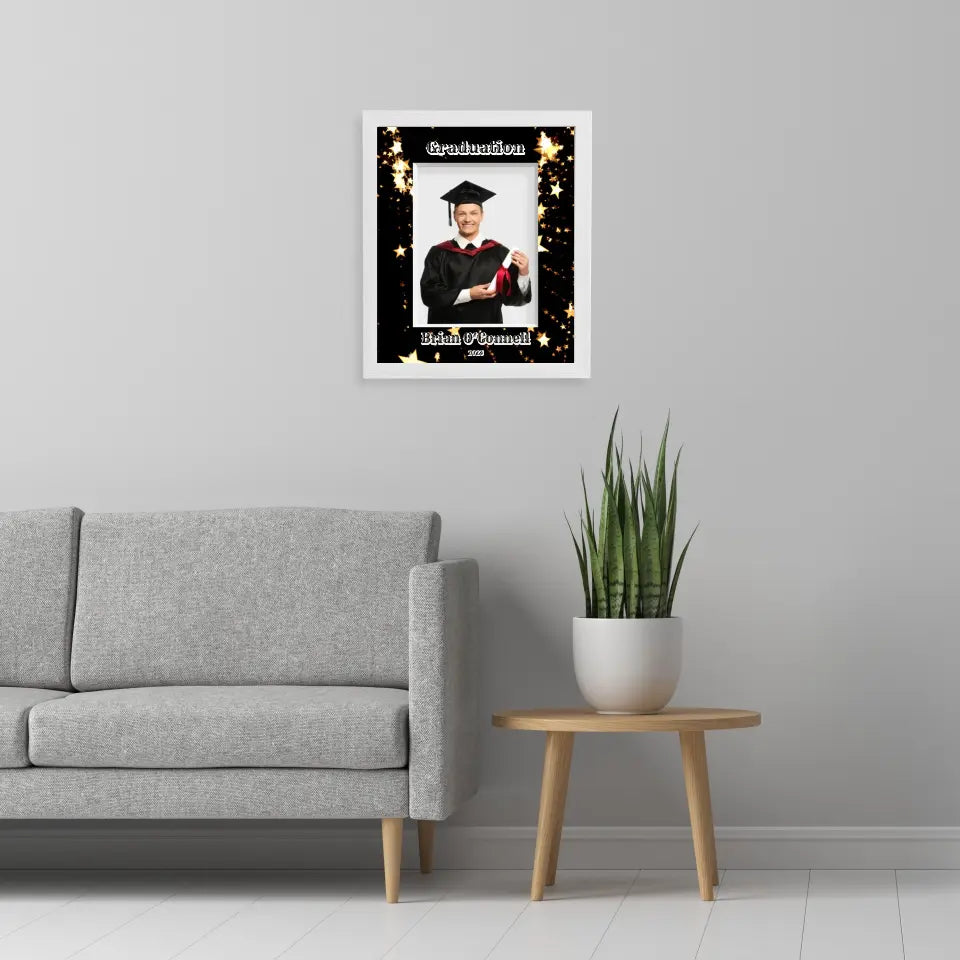 Personalised Graduation Photo Frame - Black & Gold Mount Customised by You!