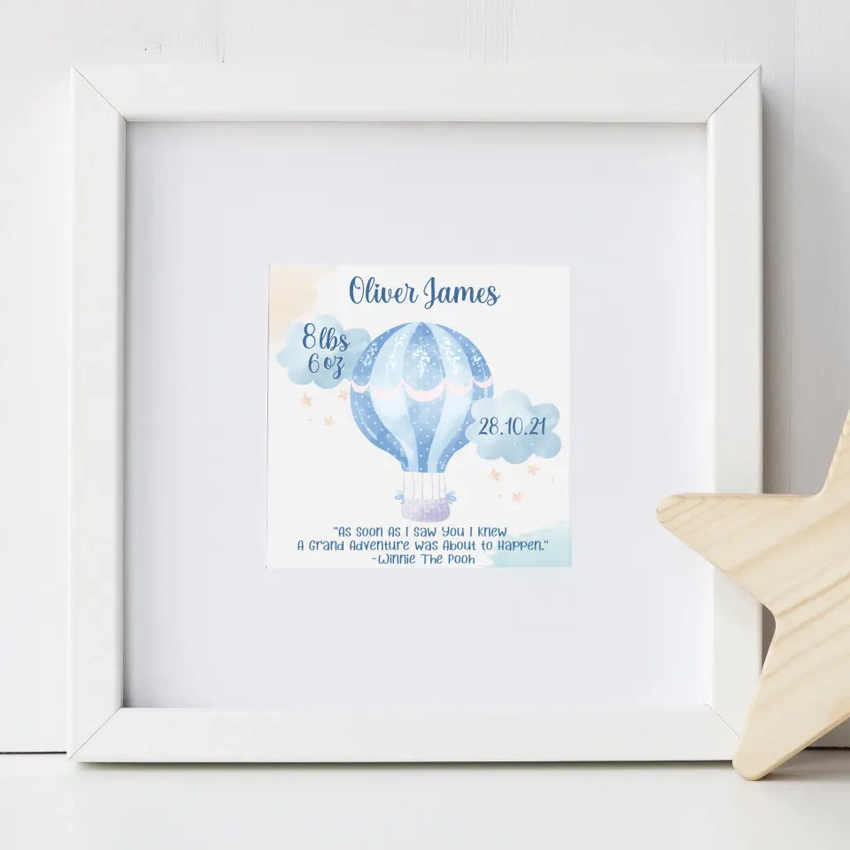 Personalised Baby Frame for Boys - Hot Air Balloon