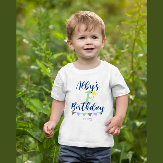 Personalised First Birthday T-Shirt for Boys - Crown