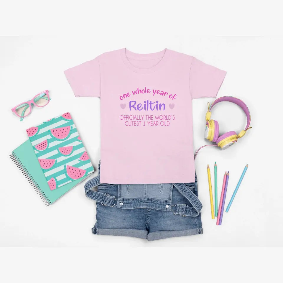 Personalised First Birthday T-Shirt for Girls - World's Cutest