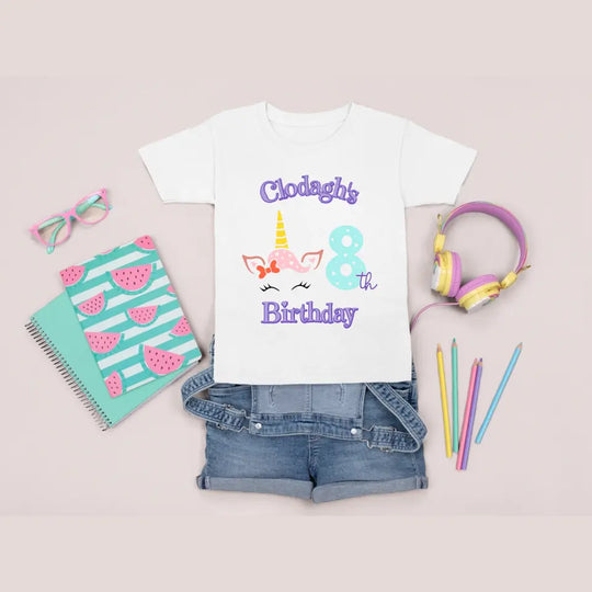 Personalised Birthday T-Shirt for Girls - Unicorn