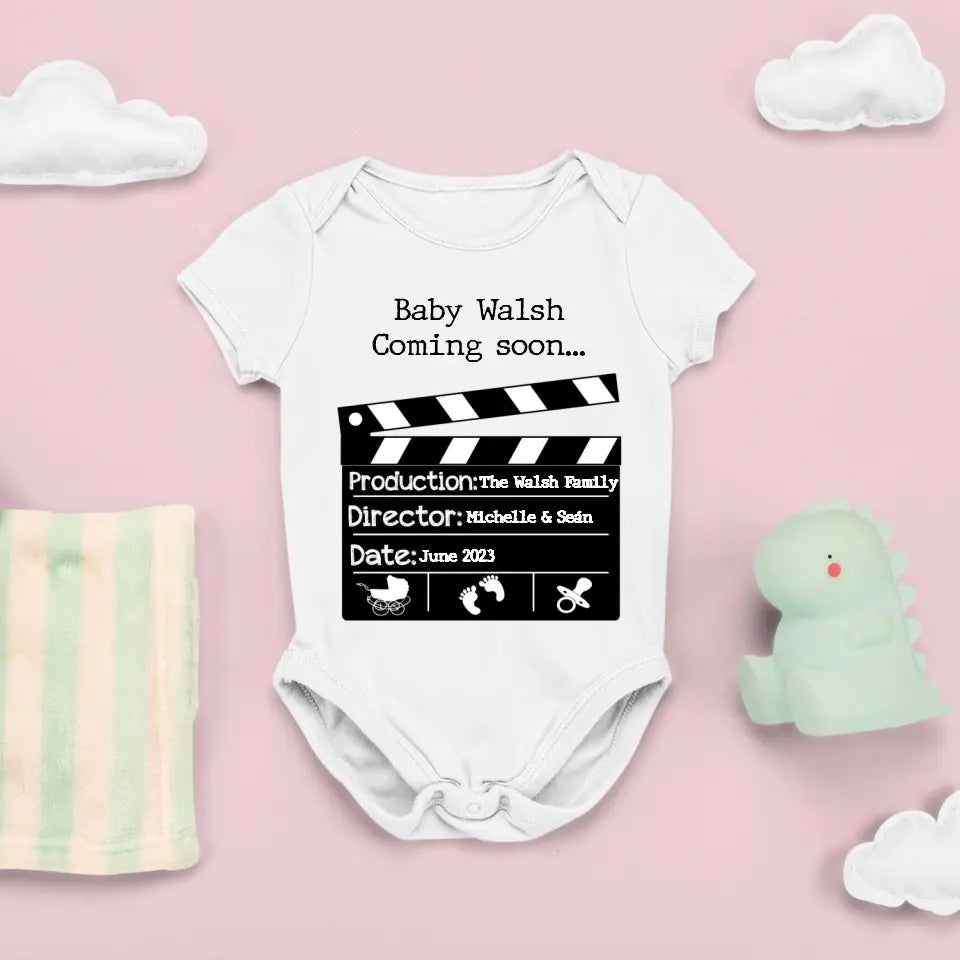 Personalised Pregnancy Announcement Baby Vest - Coming Soon