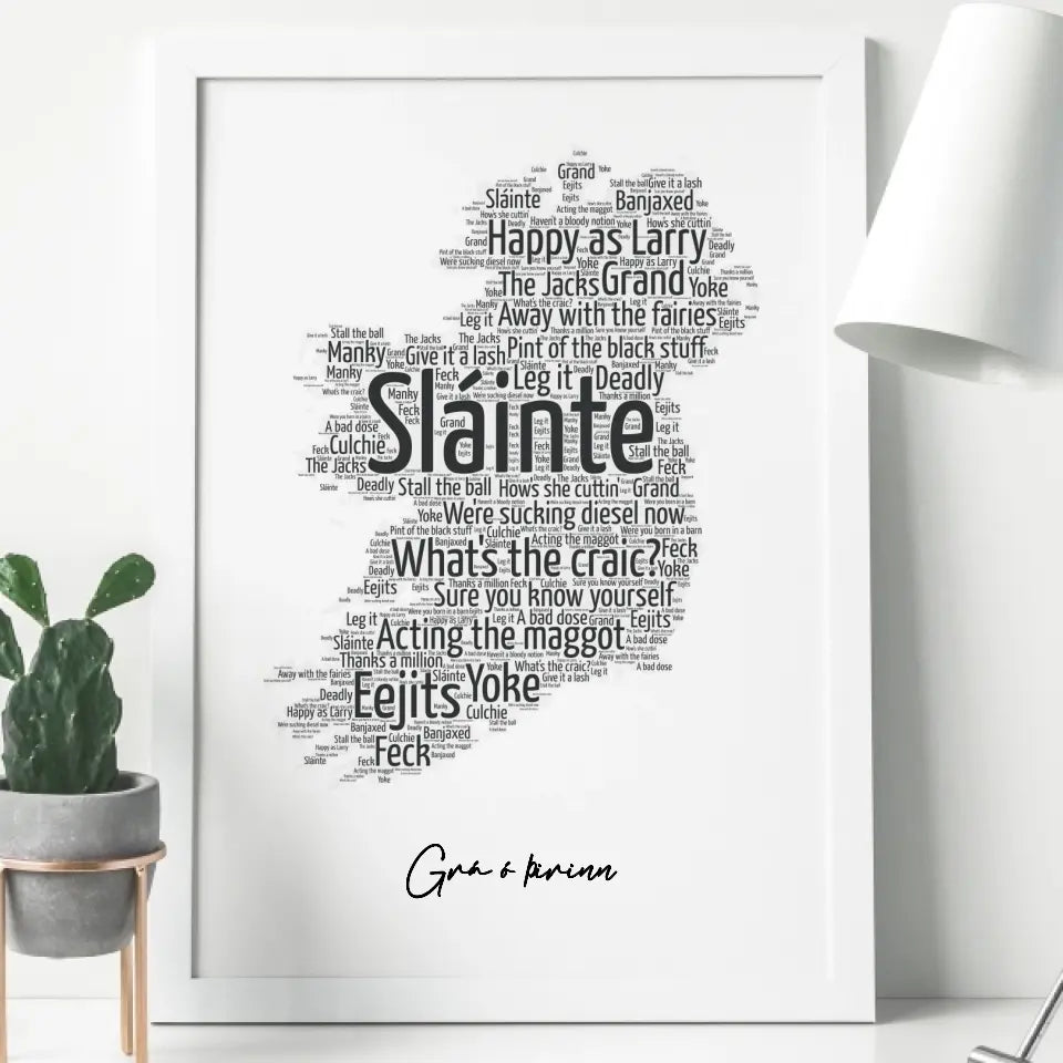 Personalised Word Cloud Framed Print - Irish Sayings