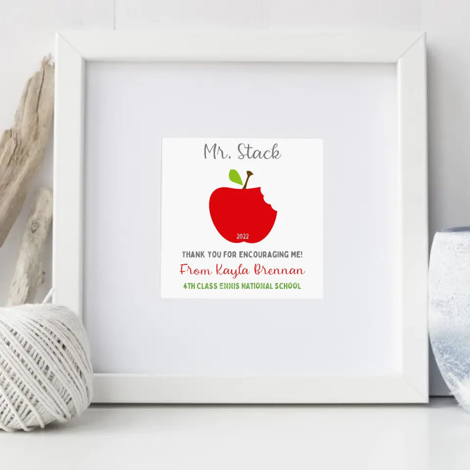 Personalised Thank You Framed Print - Teacher Apple