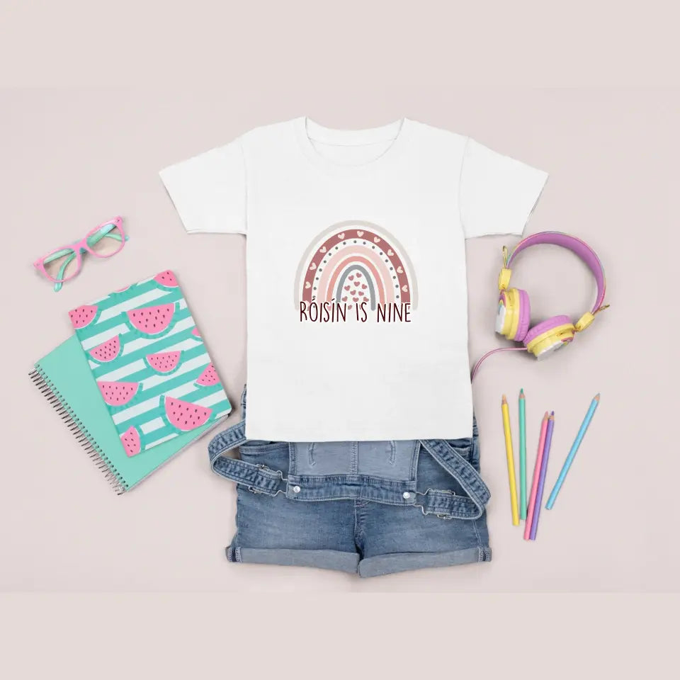 Personalised Birthday T-shirt for Girls - Rainbow