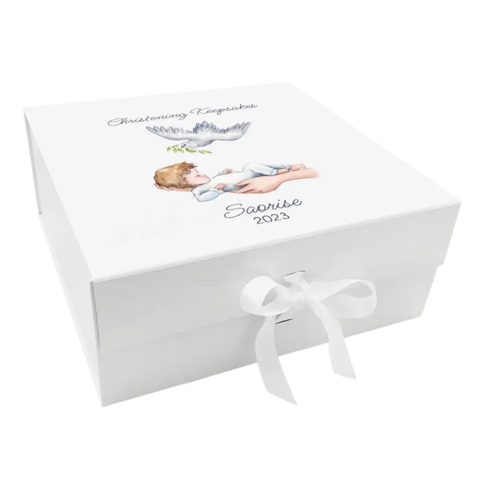 Personalised Christening Keepsake Box - Baby & Dove