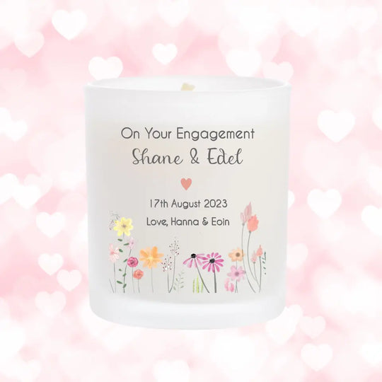 Personalised Candle - Engagement Flowers