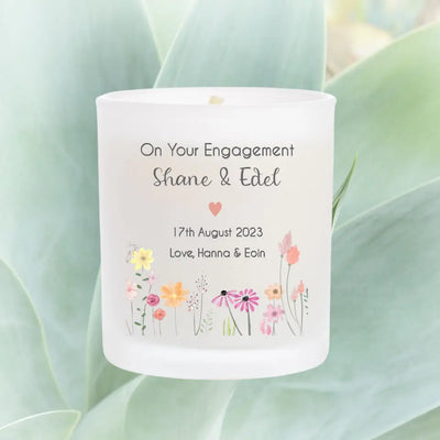 Personalised Candle - Engagement Flowers