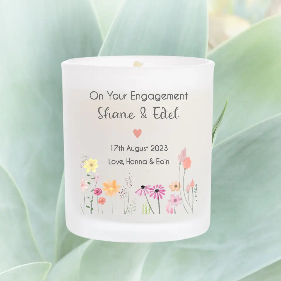 Personalised Candle - Engagement Flowers