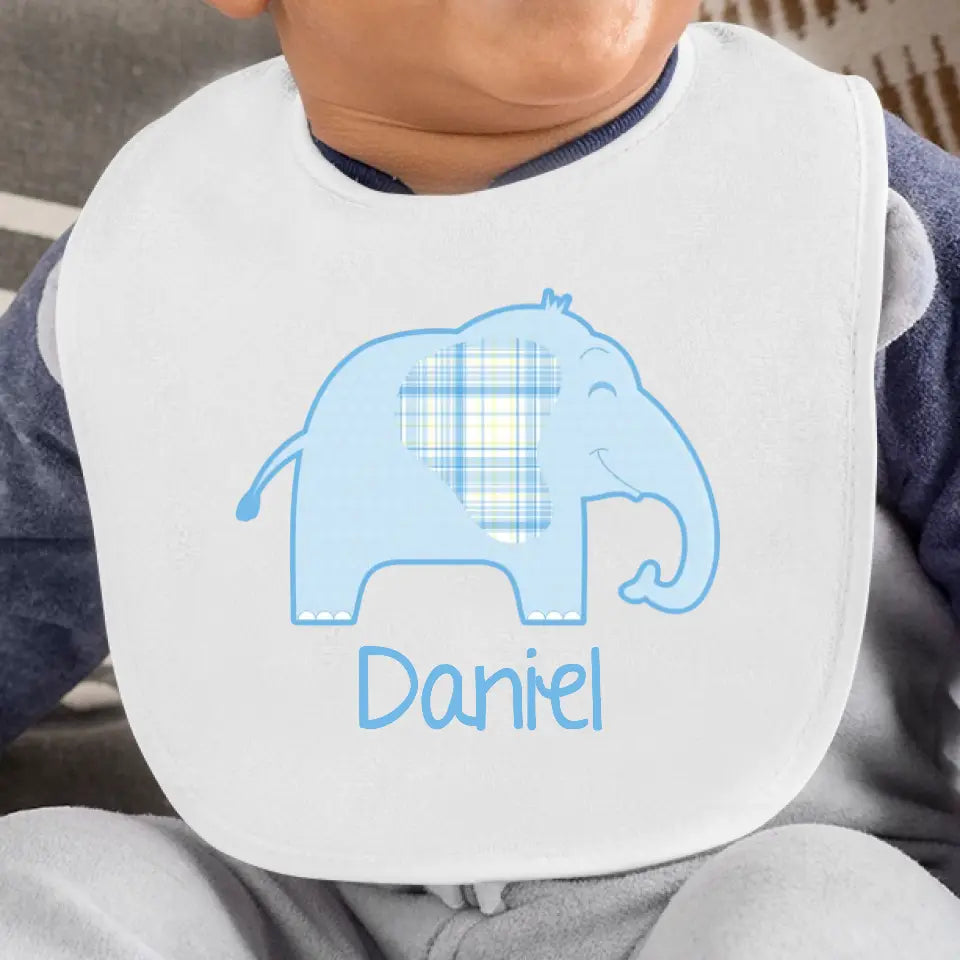 Personalise Baby Bib for Boys - Elephant