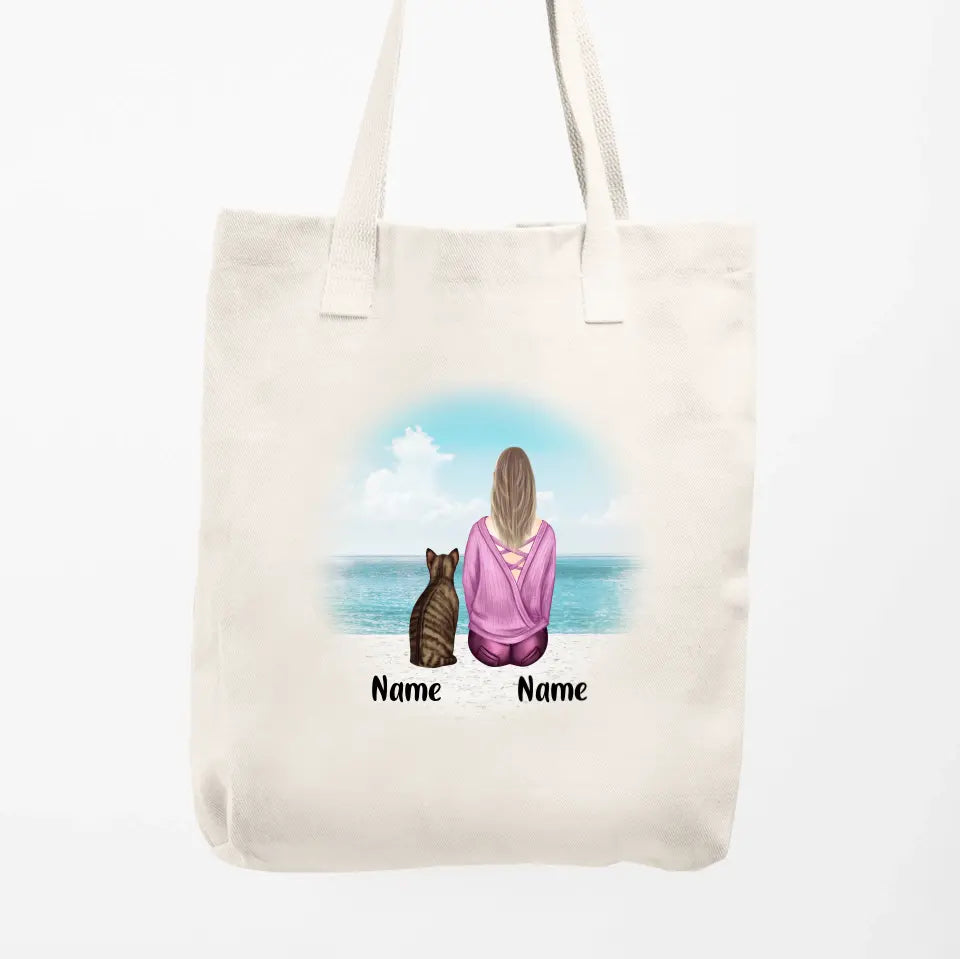 Personalised Tote - Cat and Girl