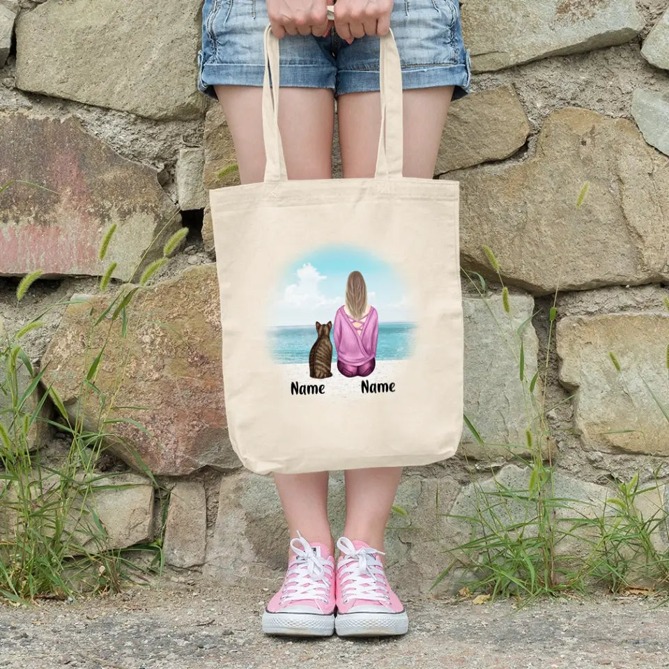 Personalised Tote - Cat and Girl