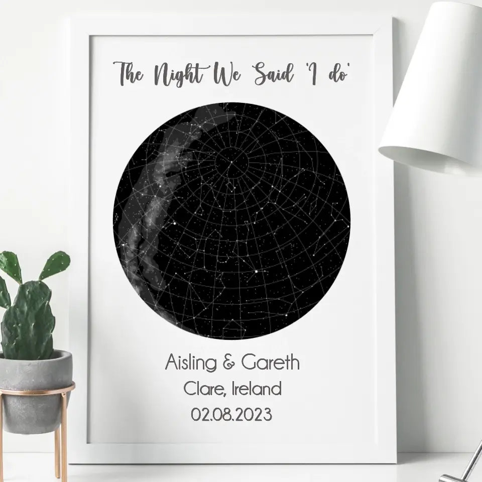 Personalised Star Map Framed Print - Night Sky from a Special Moment