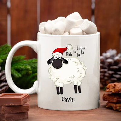 Personalised Christmas Mug with Festive Sheep