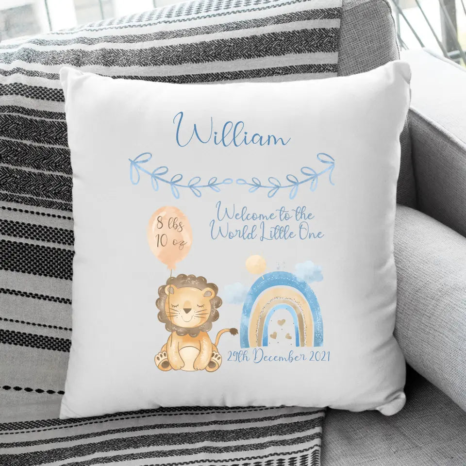 Personalised Cushion for Baby Boy - Lion
