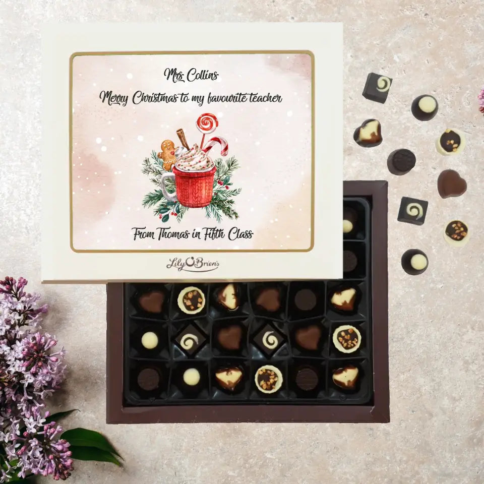 Personalised Box of Lily O'Brien's Chocolates - Christmas Wishes for Teacher