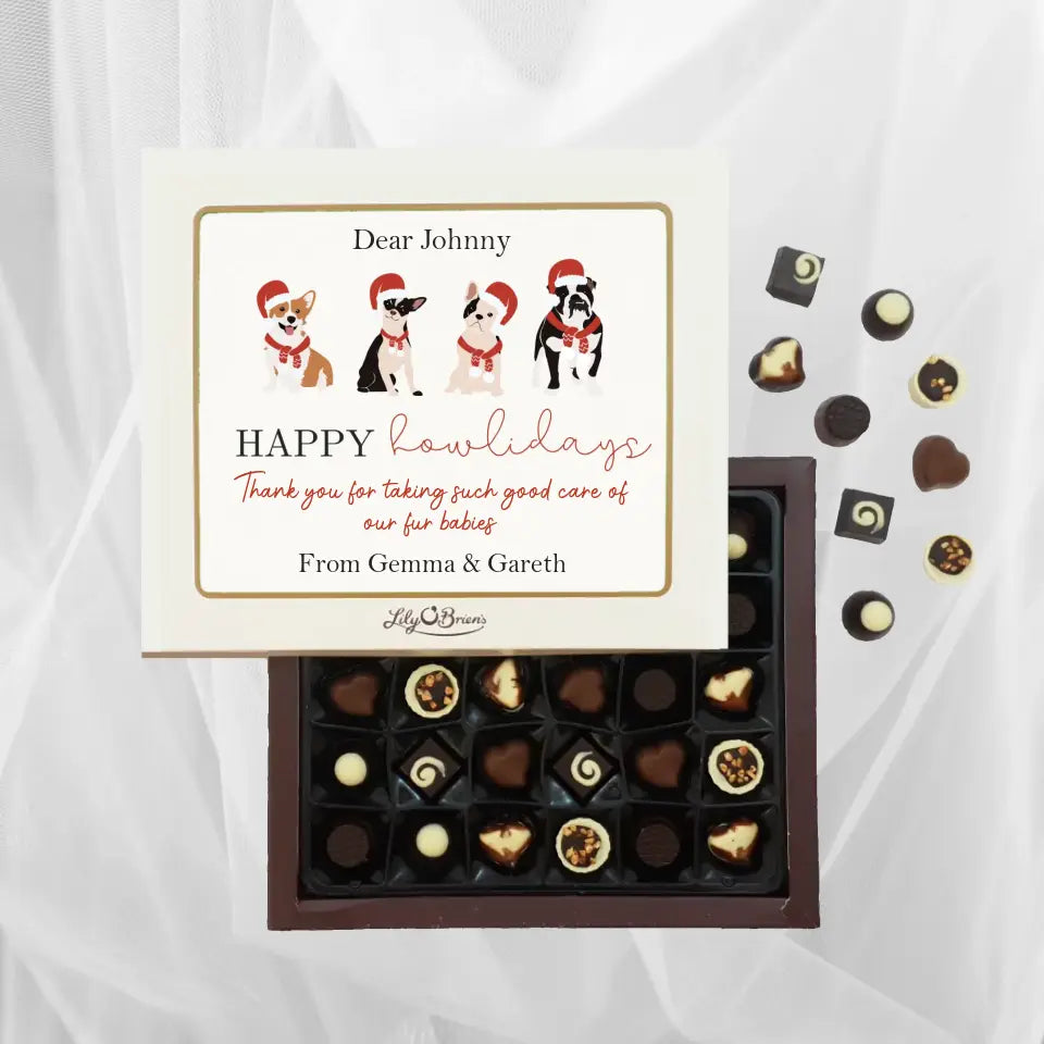 Personalised Box of Lily O'Brien's Chocolates for Christmas - Happy Howlidays