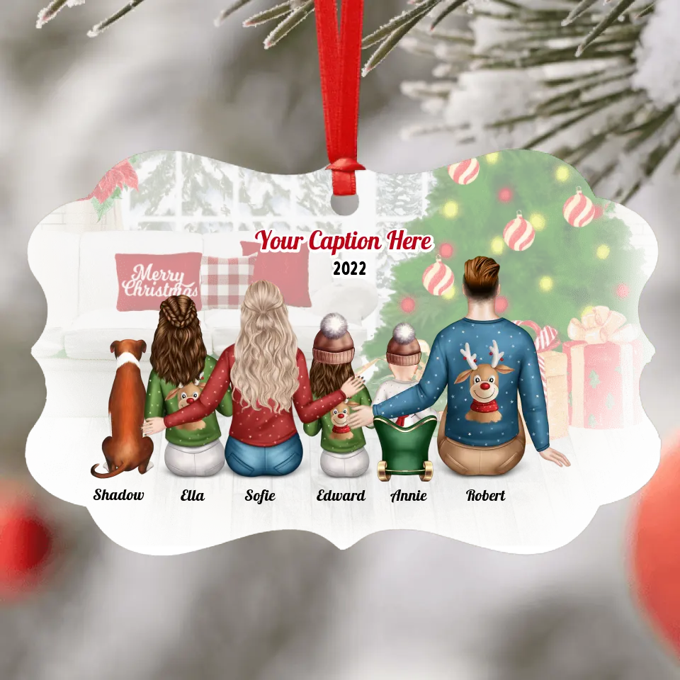 Personalised Christmas Family with Dog - Choose Your Family Size