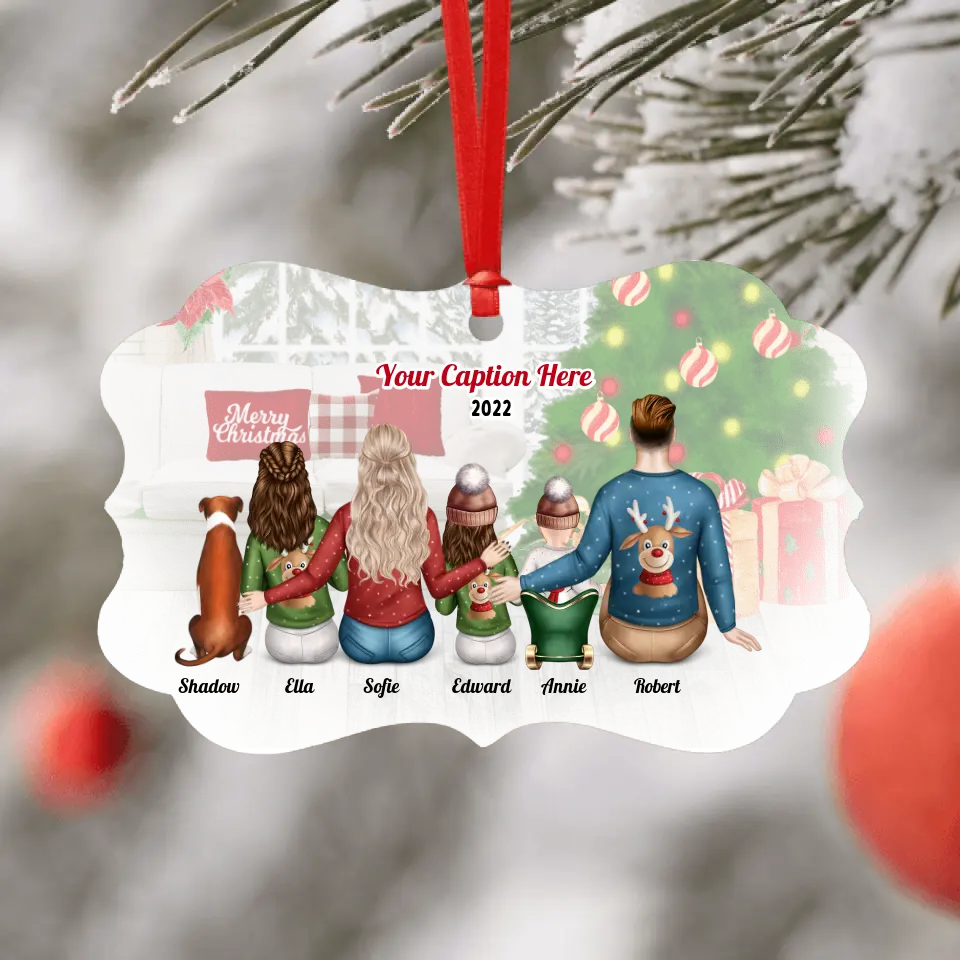 Personalised Christmas Family with Dog - Choose Your Family Size