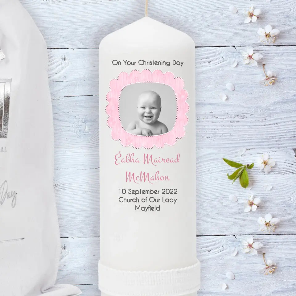 Personalised Christening Candle - Upload Your Own Image