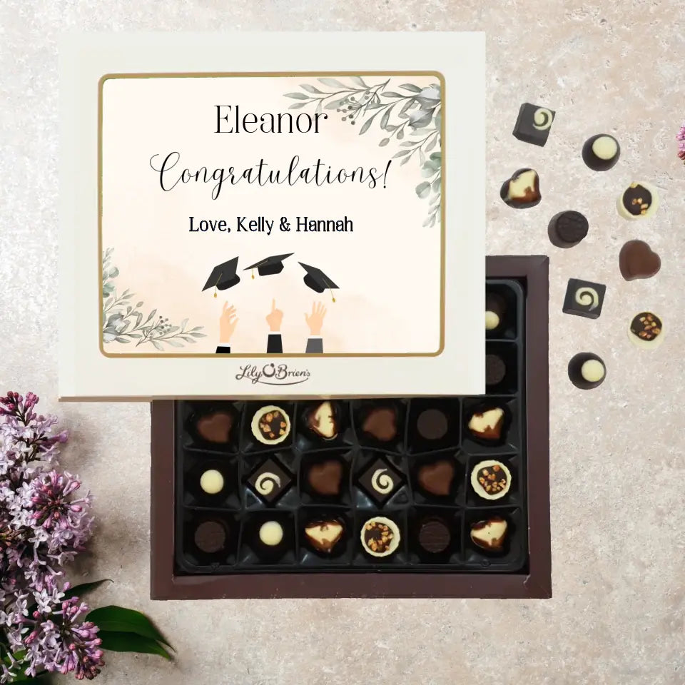 Personalised Box of Lily O'Brien's Chocolates - Graduation Caps