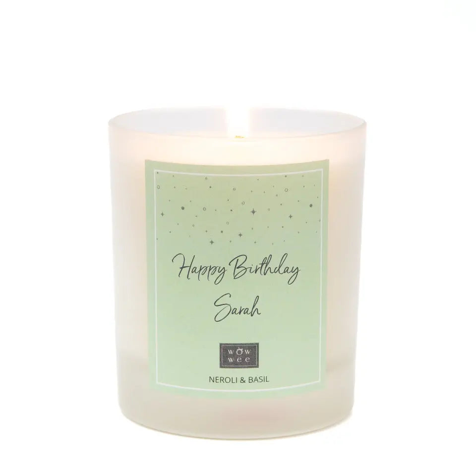 Personalised Candle Gift Set with Sage Satin Robe & Room Spray