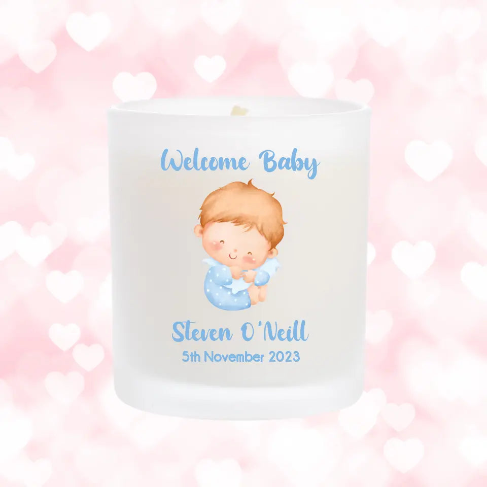 Personalised Baby Powder Candle for Boys