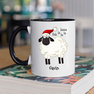 Personalised Christmas Mug with Festive Sheep