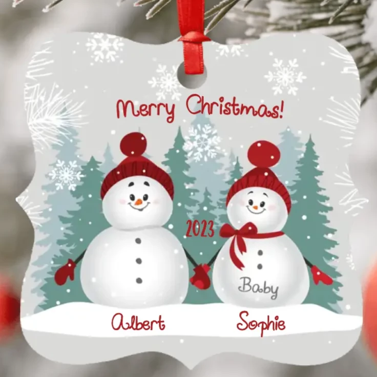 Expecting Couple Baby Bump - Personalised Christmas Ornament
