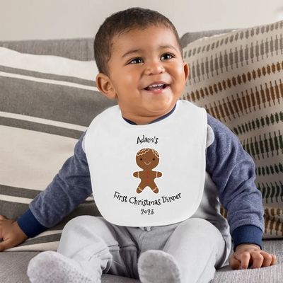 Personalised Baby Bib - My First Christmas Dinner - Design Your Own