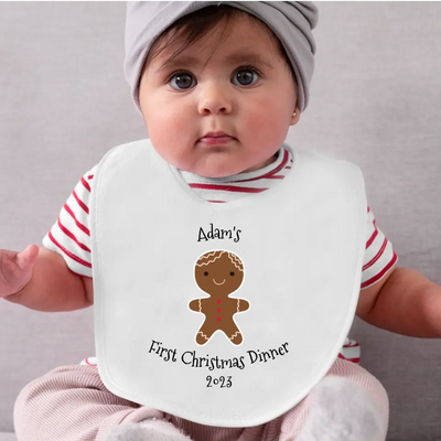 Personalised Baby Bib - My First Christmas Dinner - Design Your Own