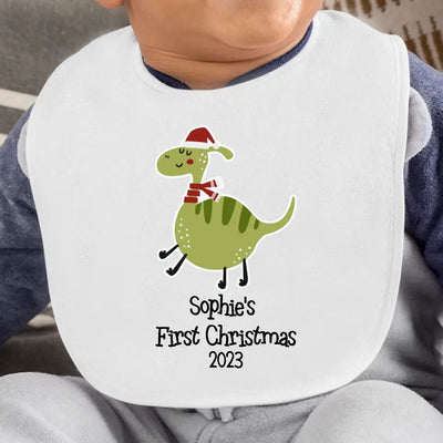 Personalised Baby's First Christmas Bib with Animals