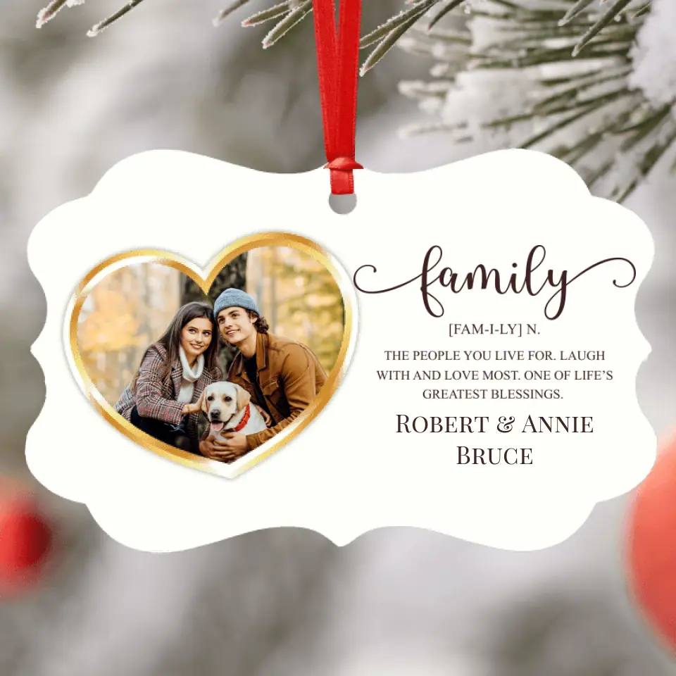 Personalised Christmas Ornament - The Meaning of Family - Your Own Special Photo