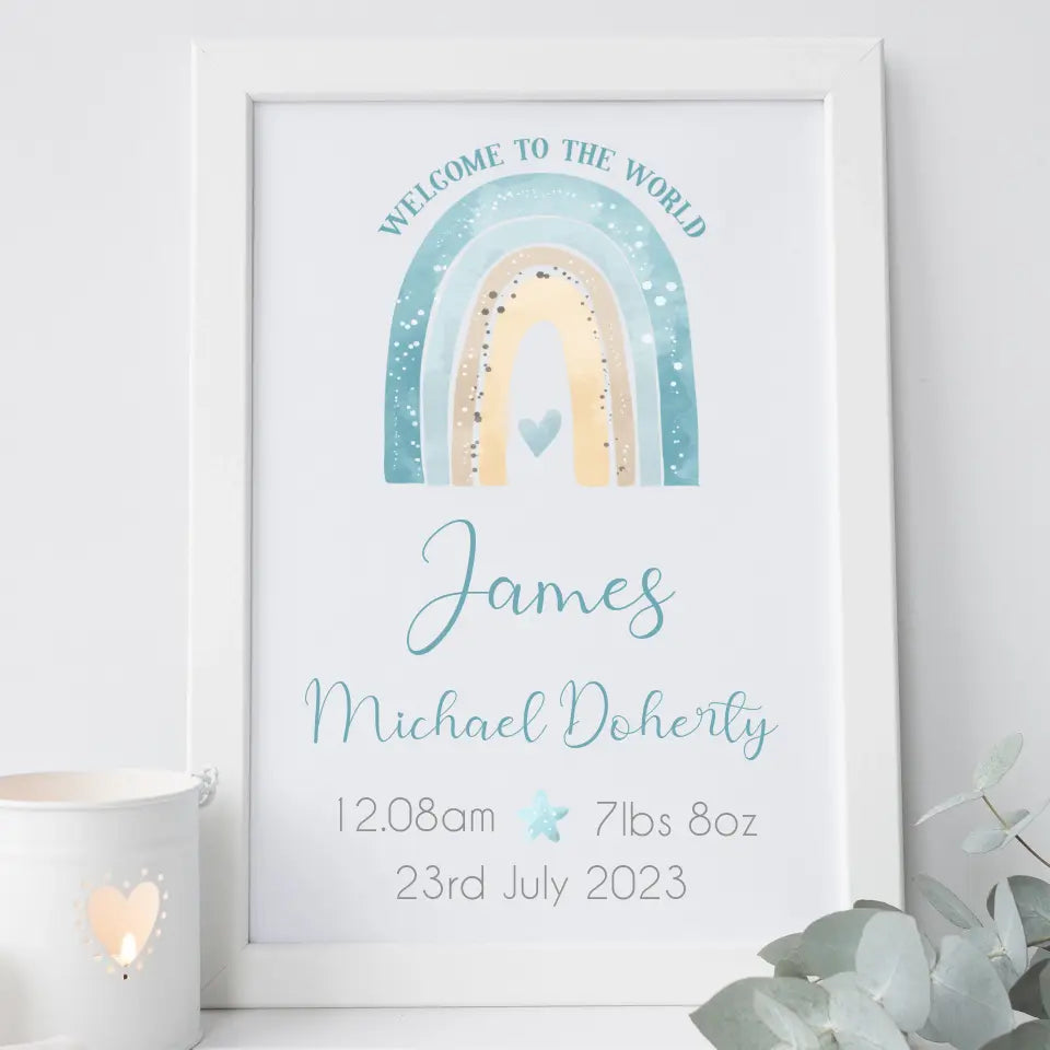 Personalised Baby Frame for Boys - Rainbow