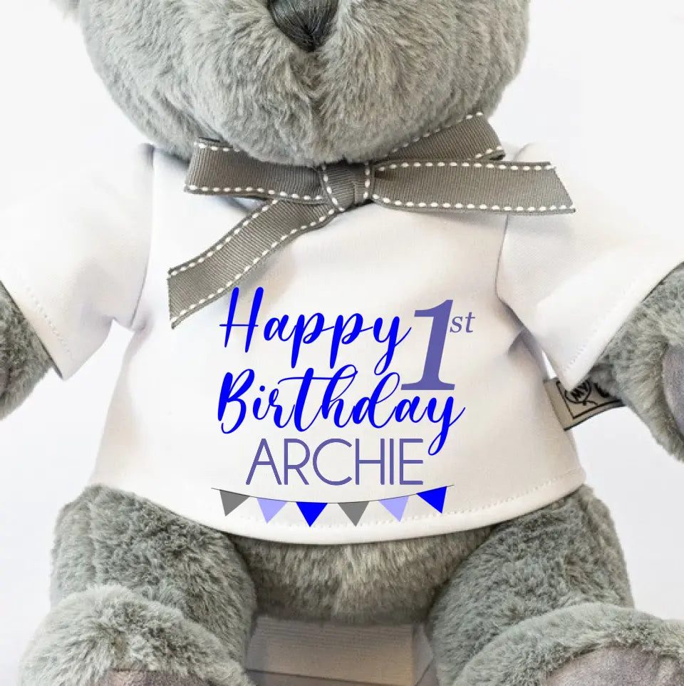 Personalised Teddy Bear - First Birthday Bear - Boy