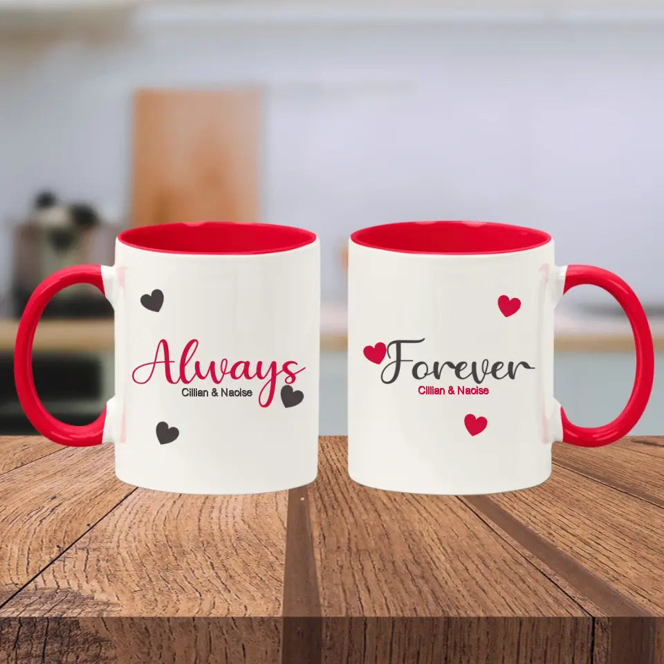 Personalised Valentine's Day Set of Mugs - Always & Forever