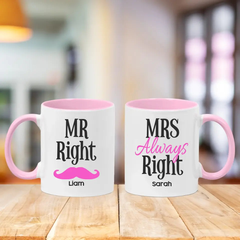 Personalised Mug Set - Mr Right & Mrs Right