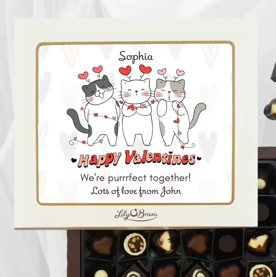 Personalised Box of Lily O'Brien's Chocolates for Valentine's Day - Valentine Cats