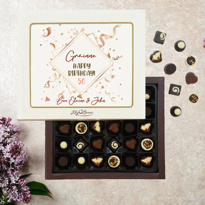 Personalised Box of Lily O'Brien's Chocolates - Happy Birthday Celebration