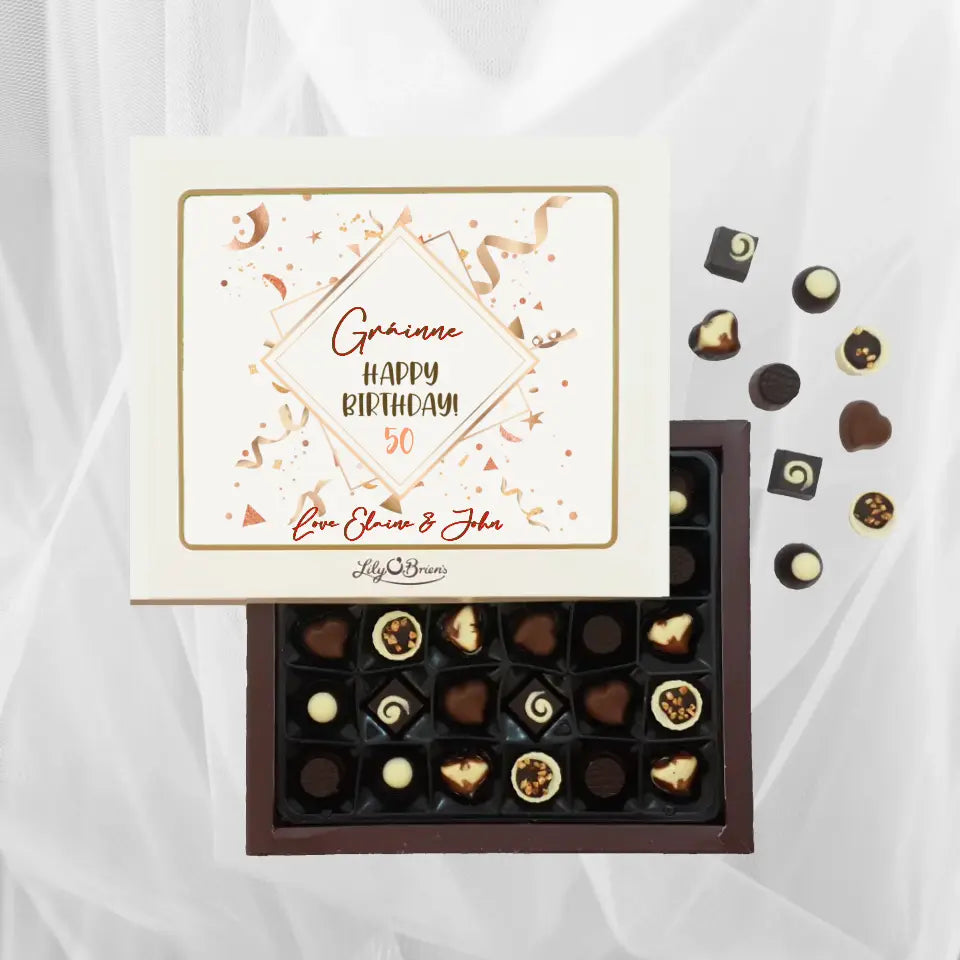 Personalised Box of Lily O'Brien's Chocolates - Happy Birthday Celebration