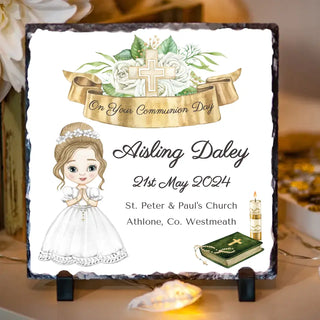 Personalised Communion Slate for Girls - Style 2