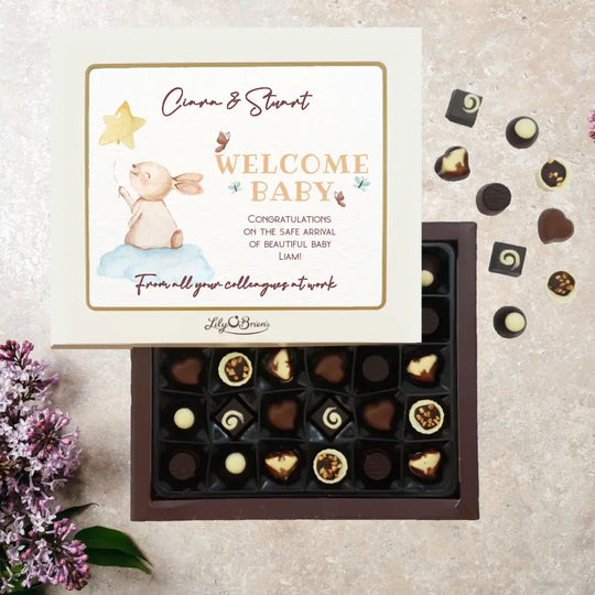 Personalised Box of Lily O'Brien's Chocolates for New Parents - Welcome Baby
