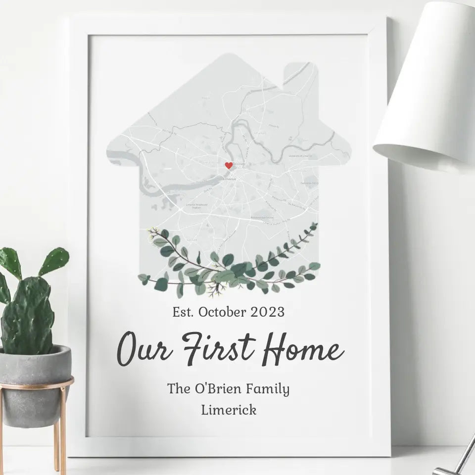 Personalised Map Framed Print - First Home