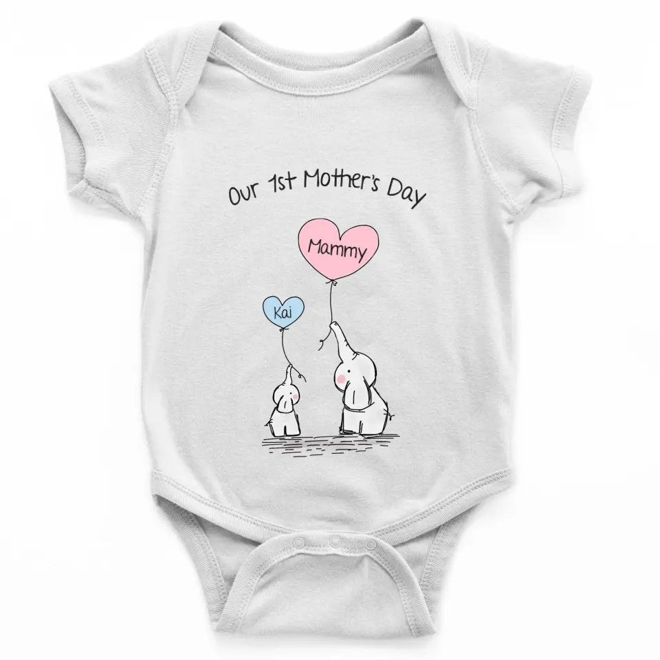 Personalised Mammy & Baby Boy Onesie & T-Shirt Set - Our First Mother's Day