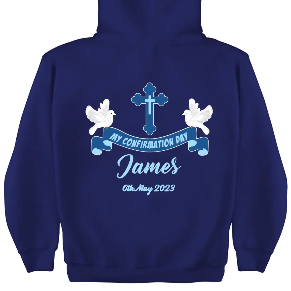 Personalised Confirmation Hoodie for Boys - Navy
