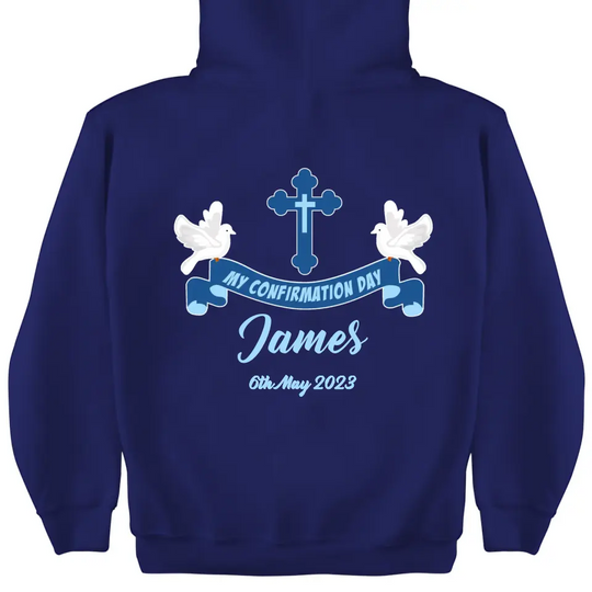 Personalised Confirmation Hoodie for Boys - Navy