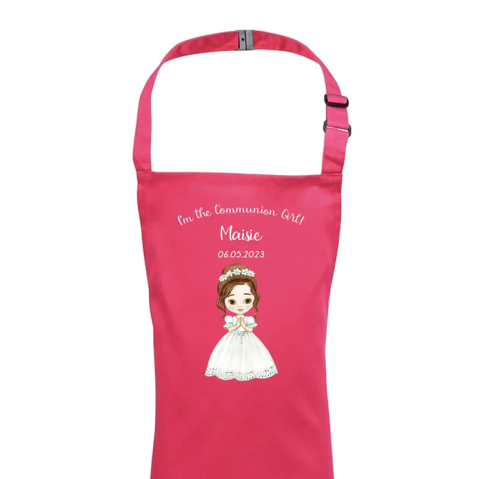 Personalised First Holy Communion Apron for Girls - Hot Pink
